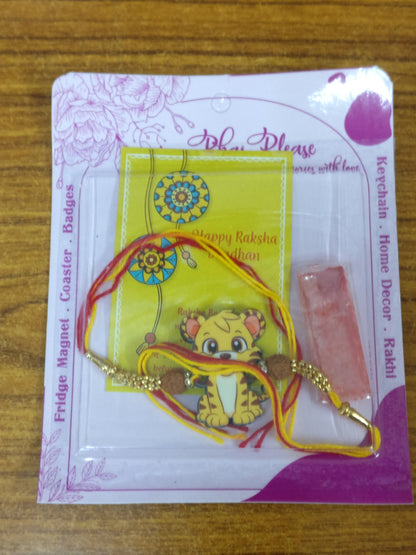 Cute Tiger Rakhi for Brother | Wooden Animal Rakhi – Animal Theme Rakhi | Bhai Please