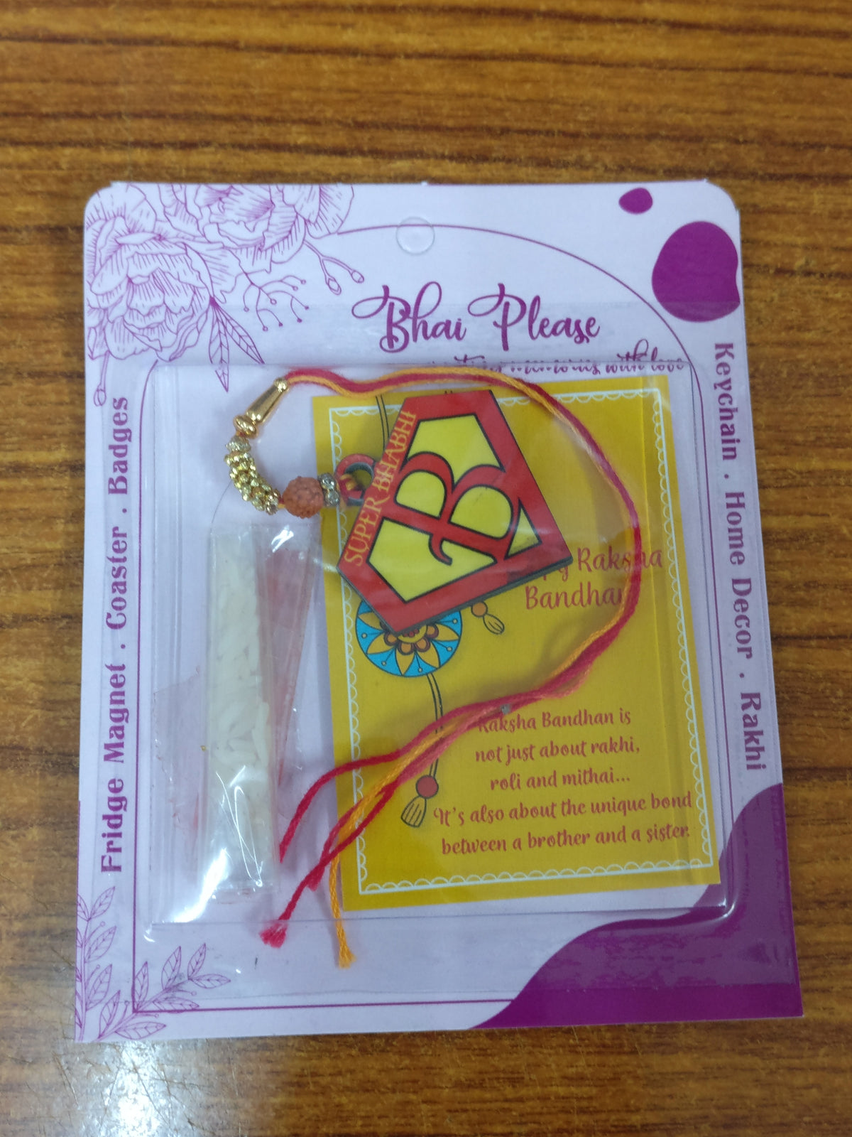 Super Bhabhi Wooden Lumba Rakhi – Couple Theme Rakhi | Bhai Please