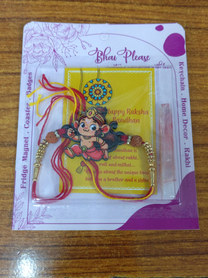 Lord Hanuman Wooden Rakhi for Brother | Divine & Spiritual Rakhi for Bhai , Bhaiya