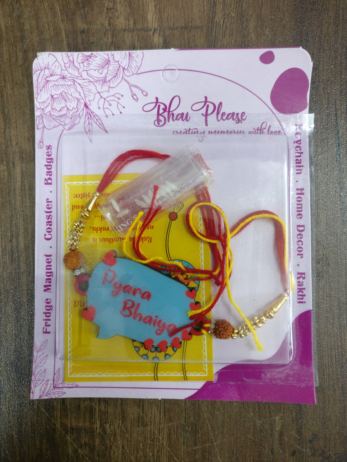Pyara Bhai Wooden Rakhi – Quotes Theme Rakhi | Bhai Please