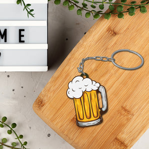 Beer Mug Wooden Keychain