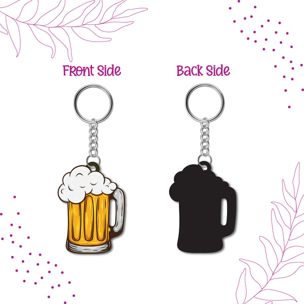 Beer Mug Wooden Keychain