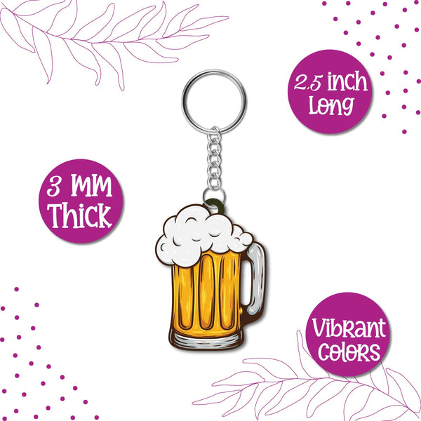 Beer Mug Wooden Keychain