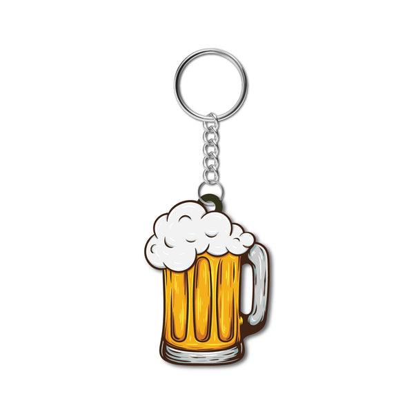 Beer Mug Wooden Keychain