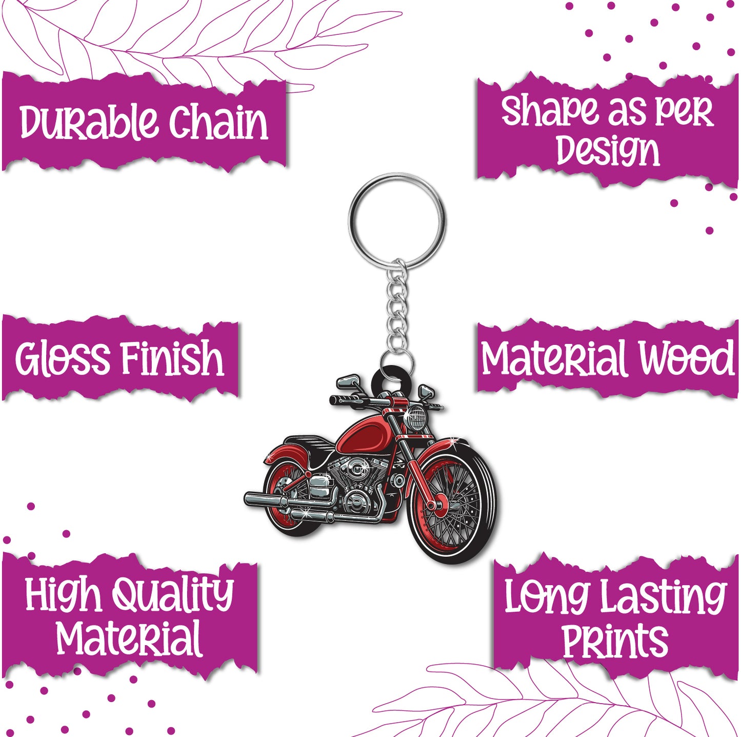 Bike (Motorcycle) Wooden Keychain
