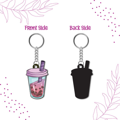 Bubble Tea Wooden Keychain