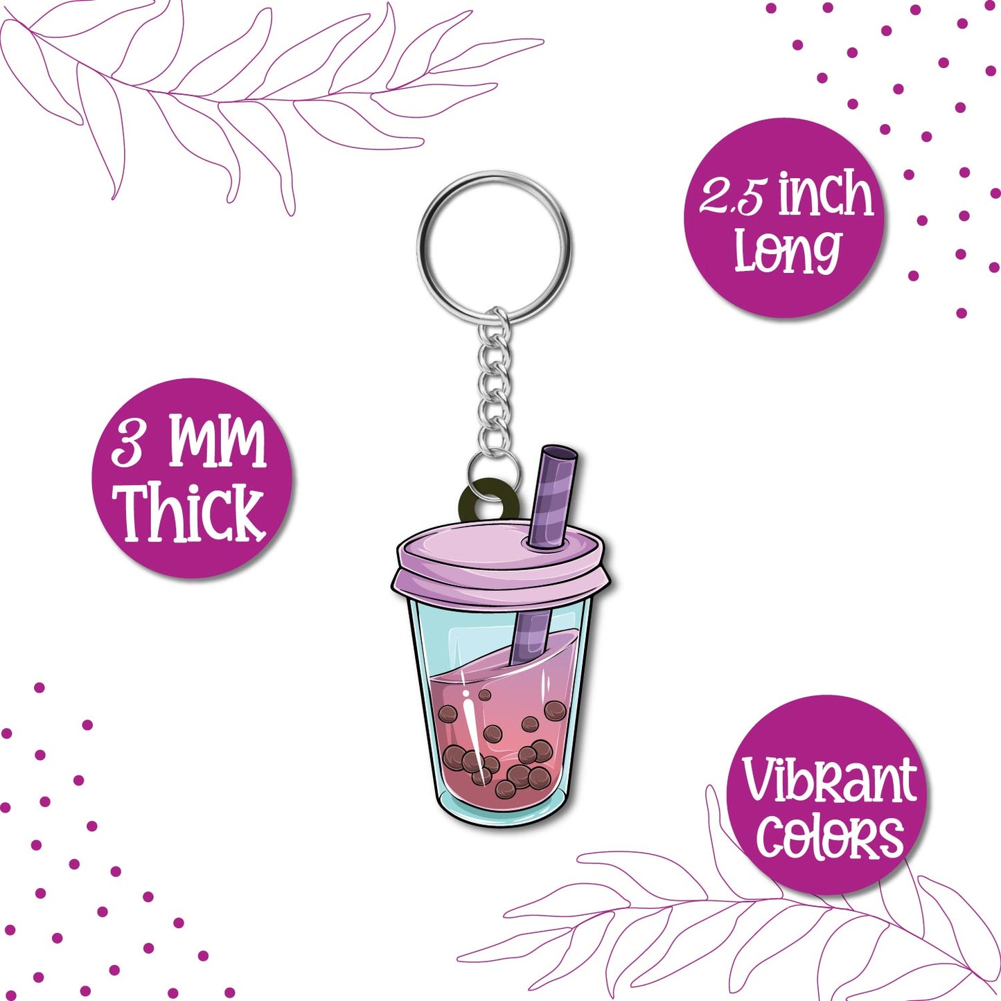 Bubble Tea Wooden Keychain