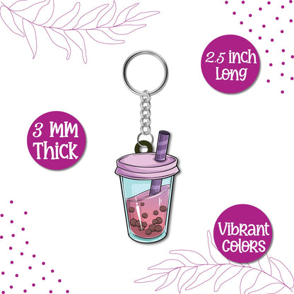 Bubble Tea Wooden Keychain