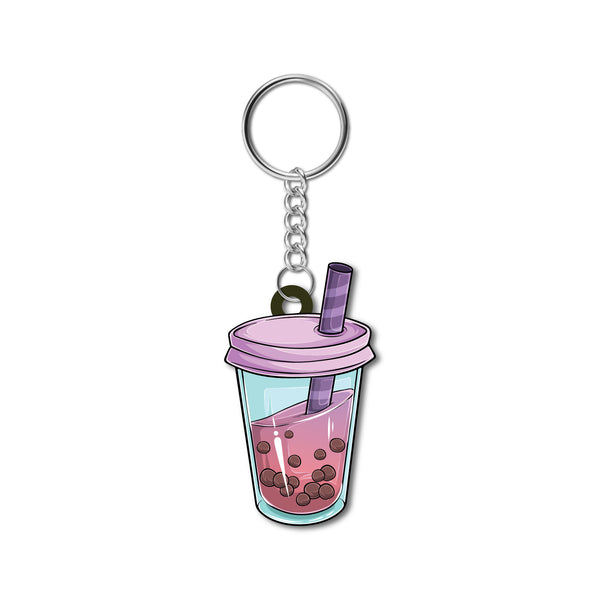 Bubble Tea Wooden Keychain