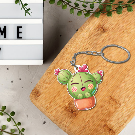 Cactus Wooden Keychain