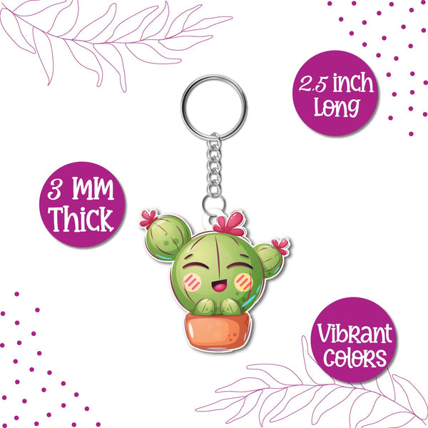 Cactus Wooden Keychain