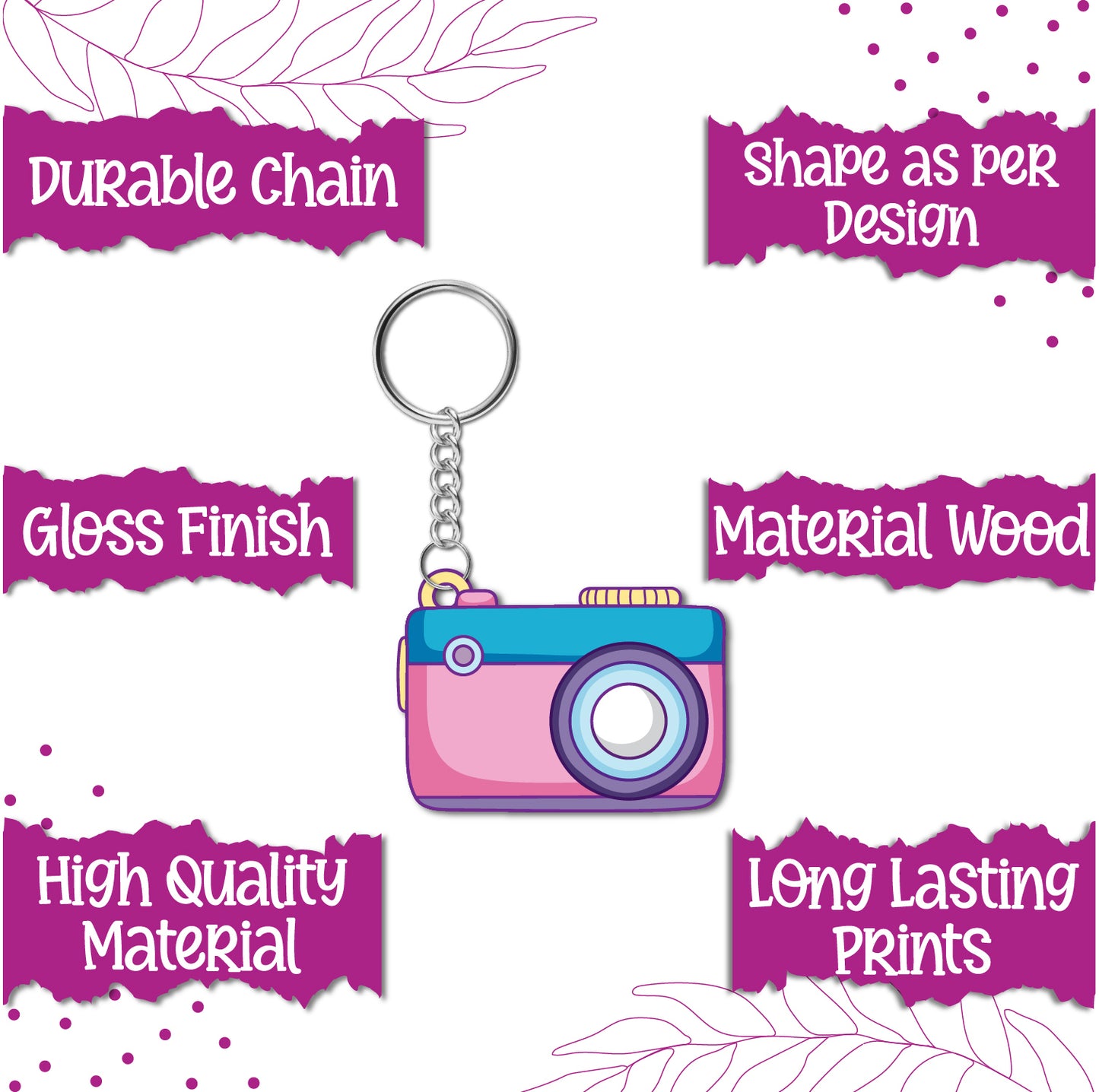 Camera Wooden Keychain