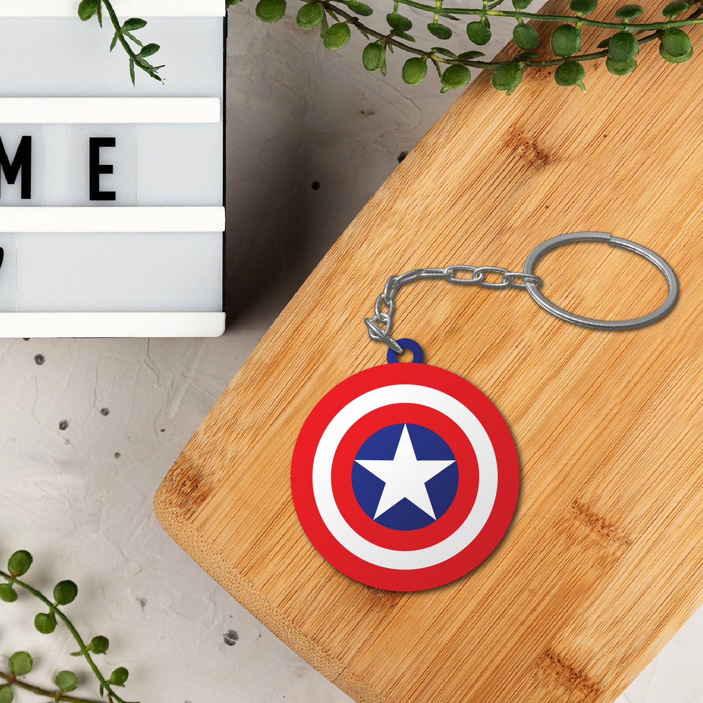 Wooden Captain America Keychain