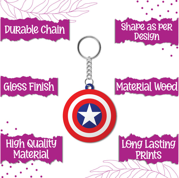 Captain America Wooden Keychain