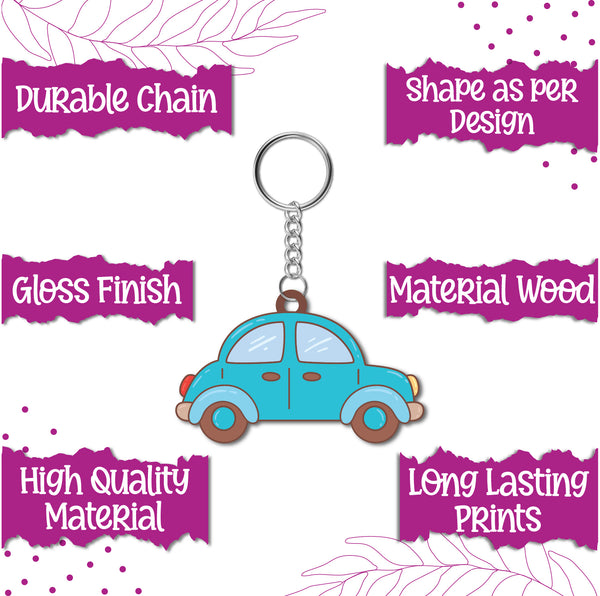 Car Wooden Keychain