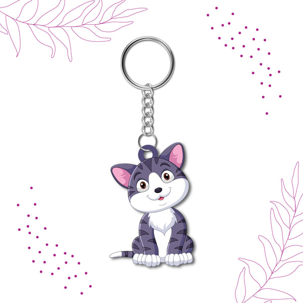 Cat Wooden Keychain