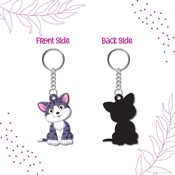Cat Wooden Keychain