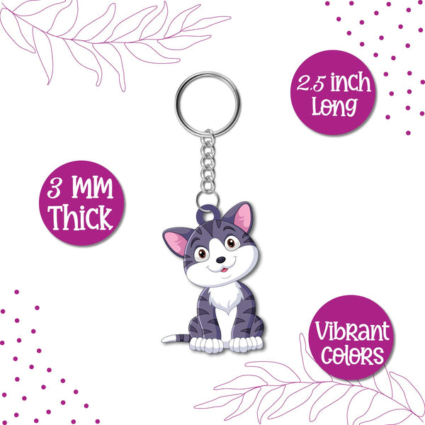 Cat Wooden Keychain