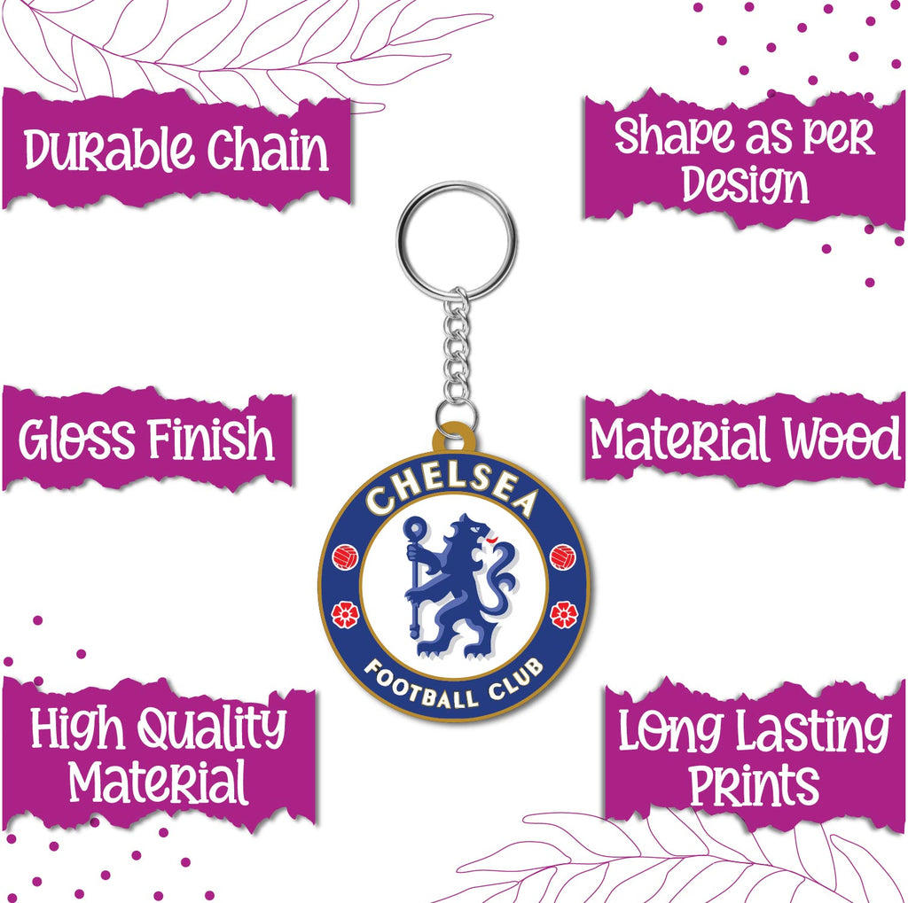 Buy Chelsea Keychain Online | Wooden Football Club Keyring Gift – Bhai ...