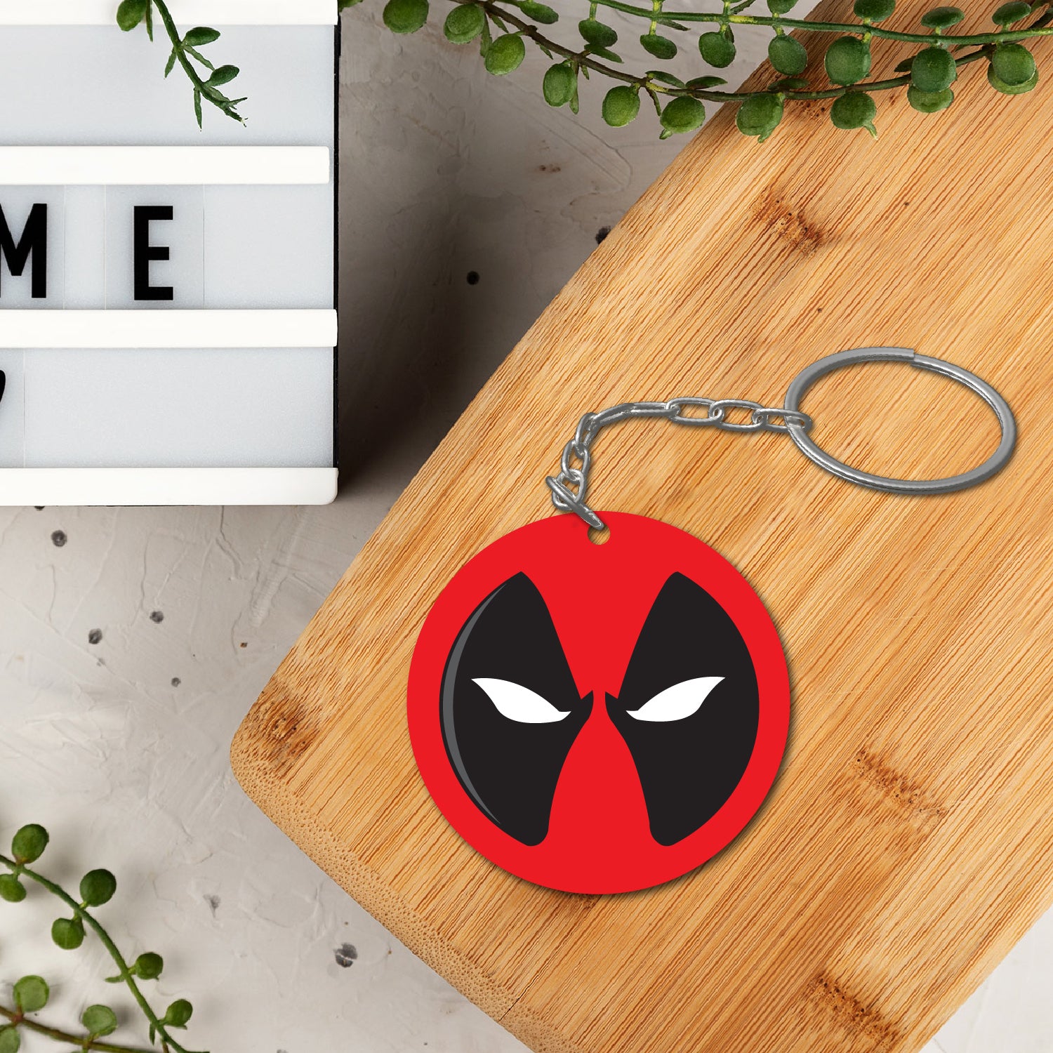 Wooden Deadpool Keychain