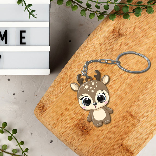 Cute Deer Wooden Keychain