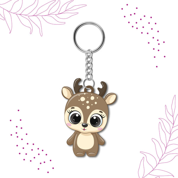 Cute Deer Wooden Keychain