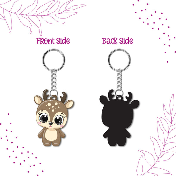 Cute Deer Wooden Keychain
