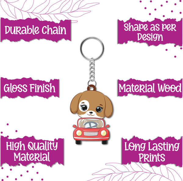 Dog Wooden Keychain