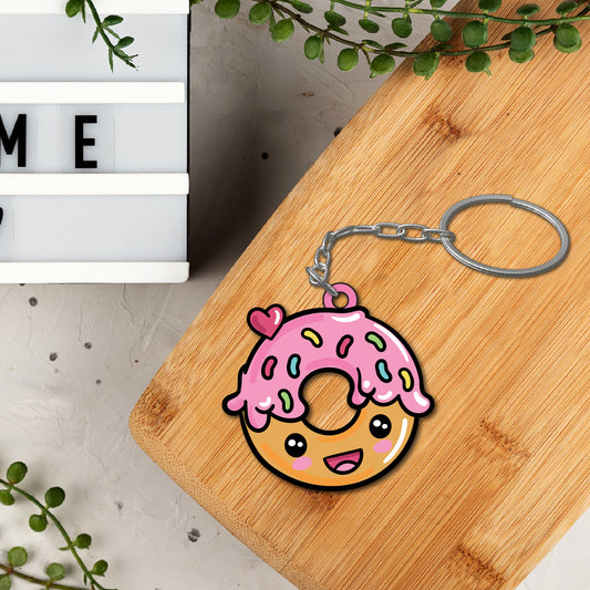 Wooden Donut Keychain