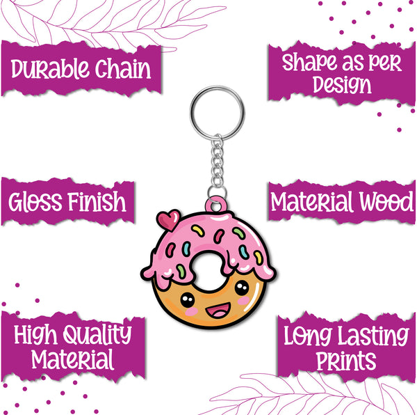 Donut Wooden Keychain