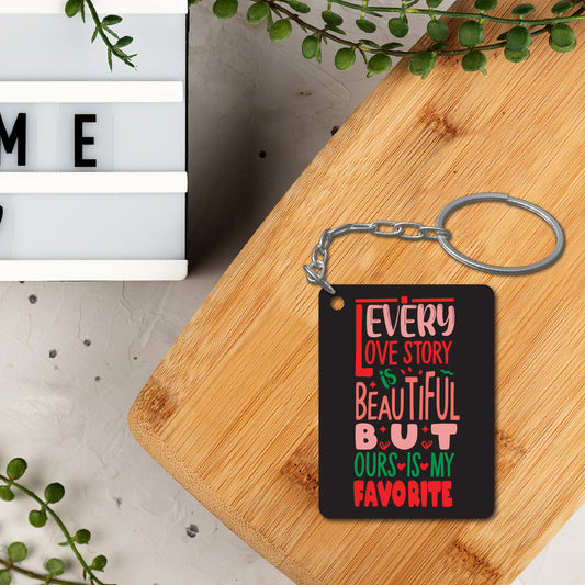 Every Love Story Wooden Keychain