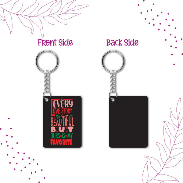 Every Love Story Wooden Keychain