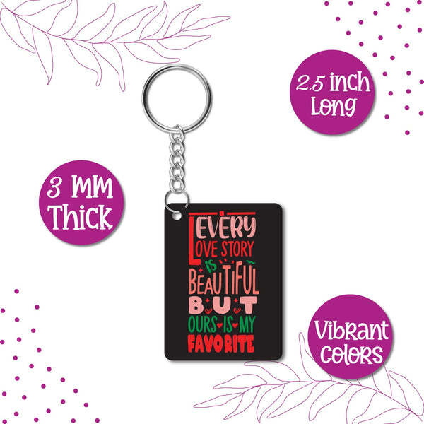 Every Love Story Wooden Keychain