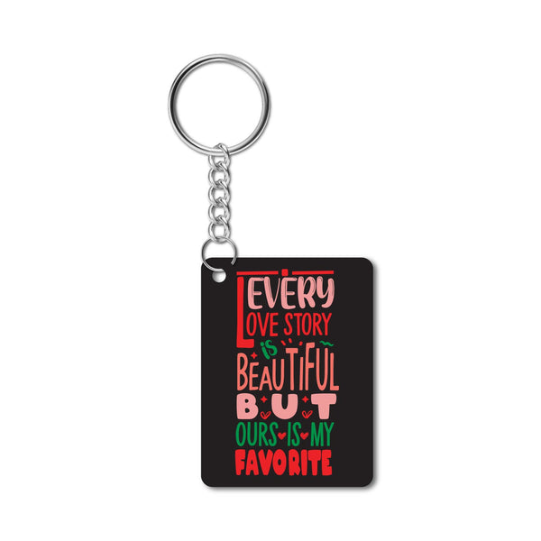 Every Love Story Wooden Keychain