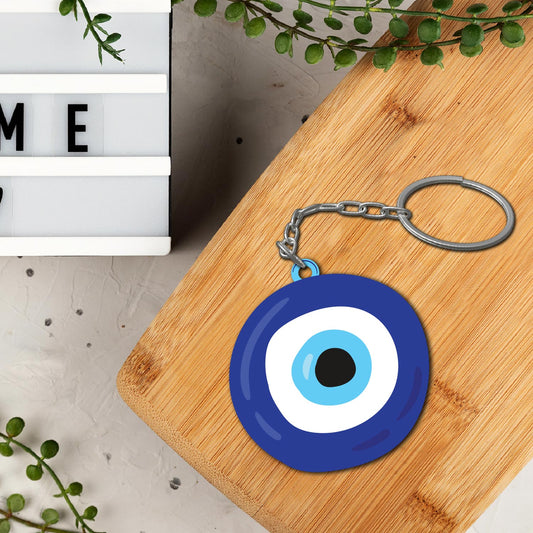 Evil Eye Wooden Keychain