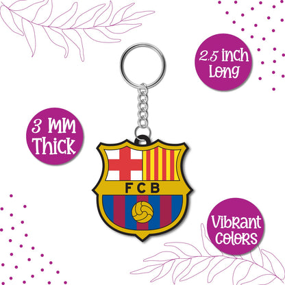  FC Barcelona keychain on a backpack