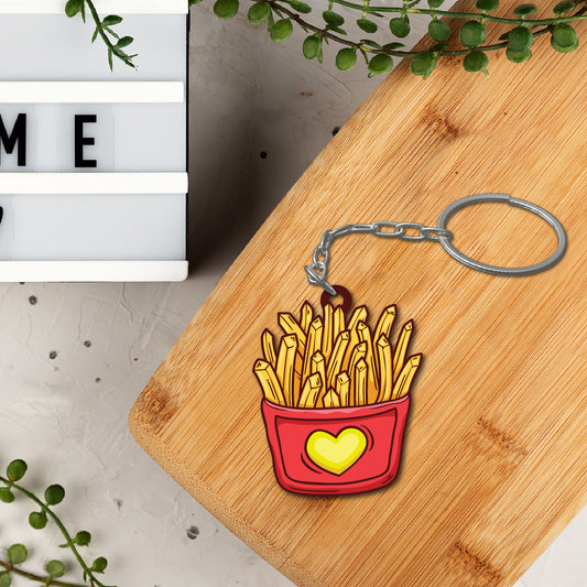 Wooden Fries Keychain