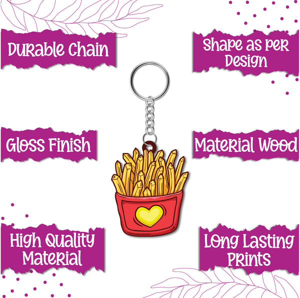 Fries Wooden Keychain
