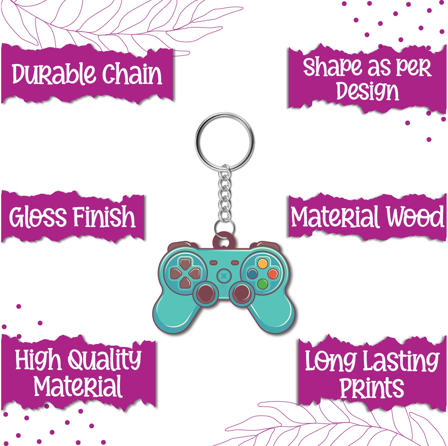 Gamer Wooden Keychain