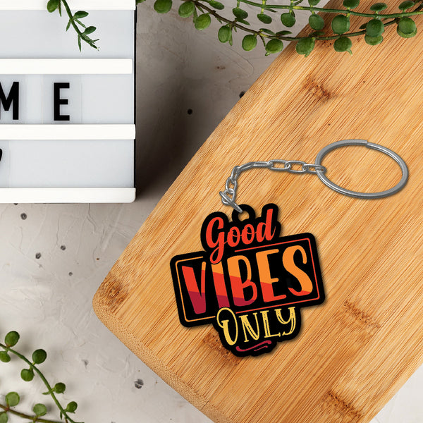 Good Vibes Wooden Keychain