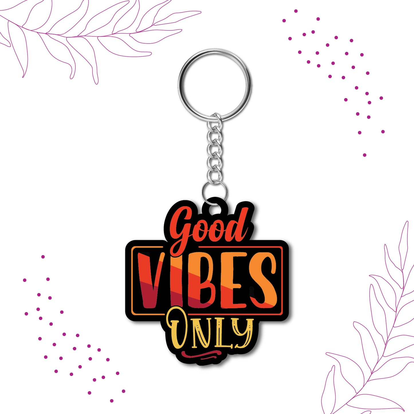 Good Vibes Wooden Keychain