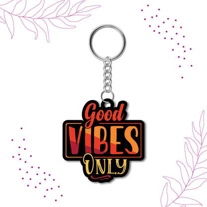 Good Vibes Wooden Keychain
