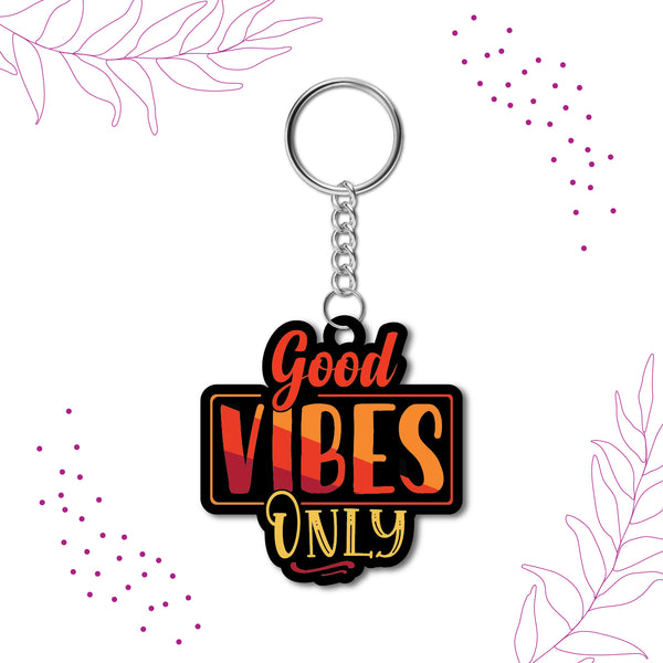Good Vibes Wooden Keychain