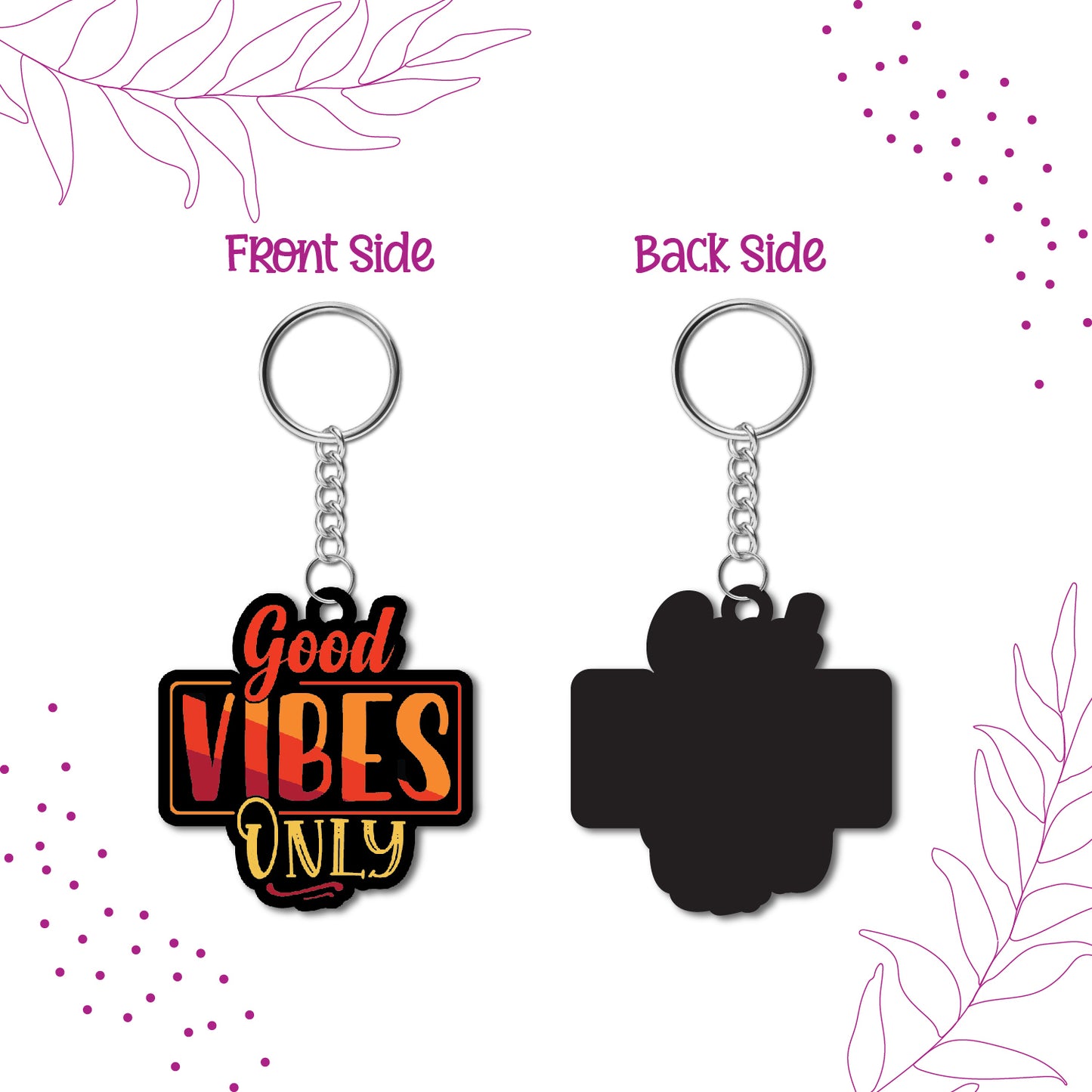 Good Vibes Wooden Keychain