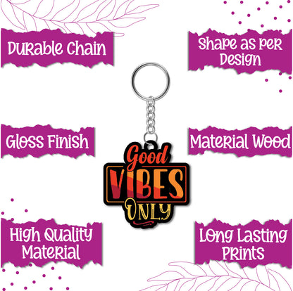 Good Vibes Wooden Keychain