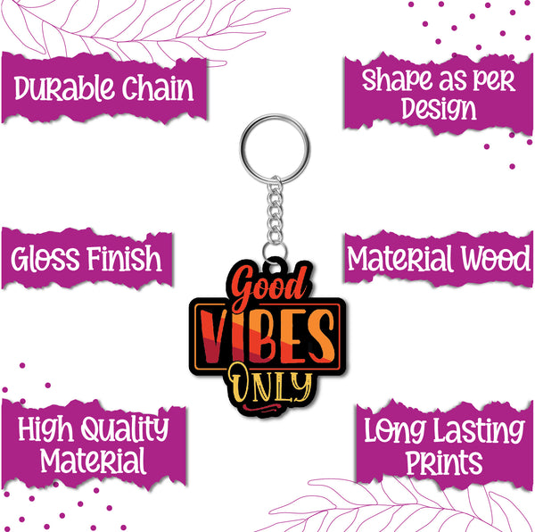 Good Vibes Wooden Keychain