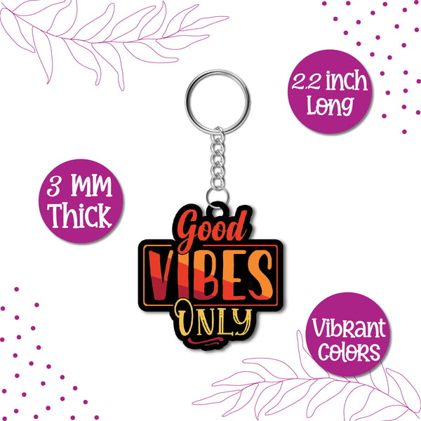Good Vibes Wooden Keychain