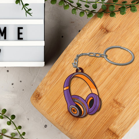 Headphone Wooden Keychain