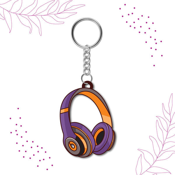 Headphone Wooden Keychain