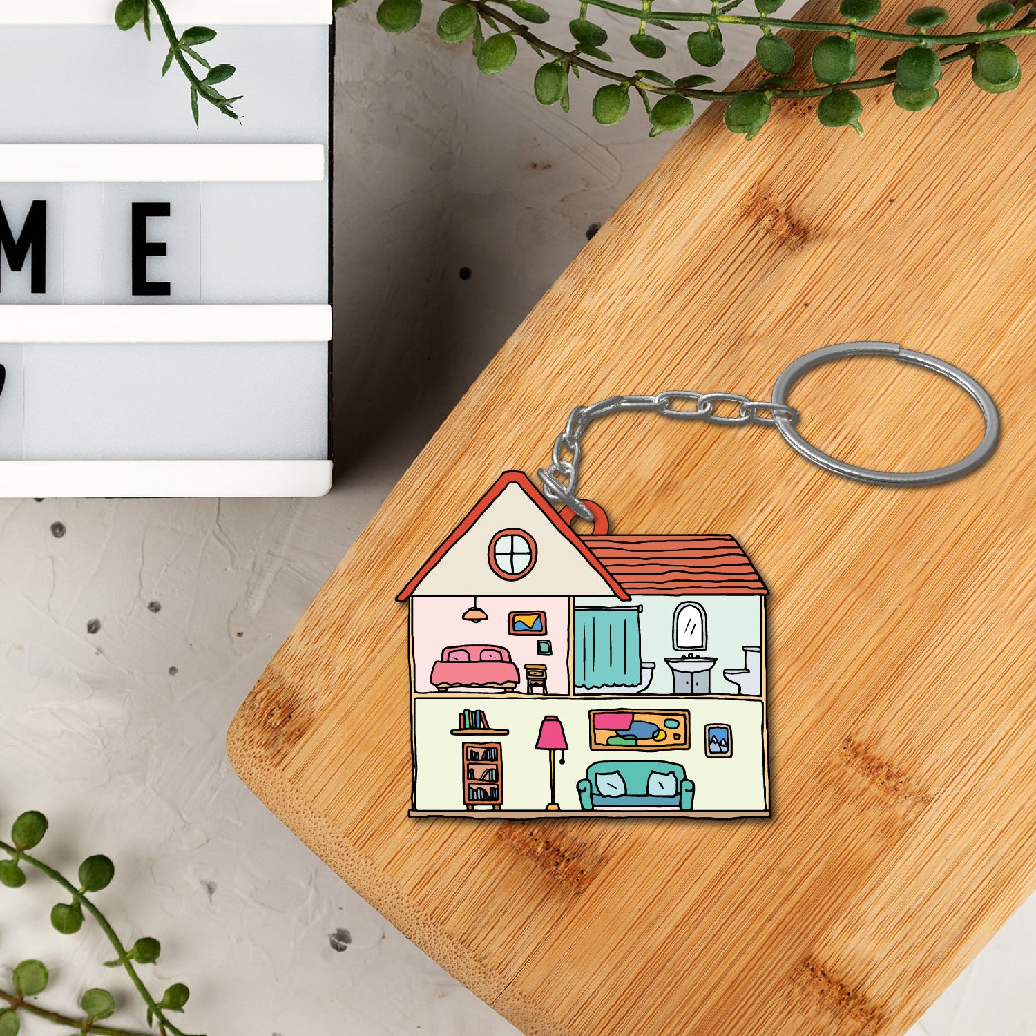 House Wooden Keychain